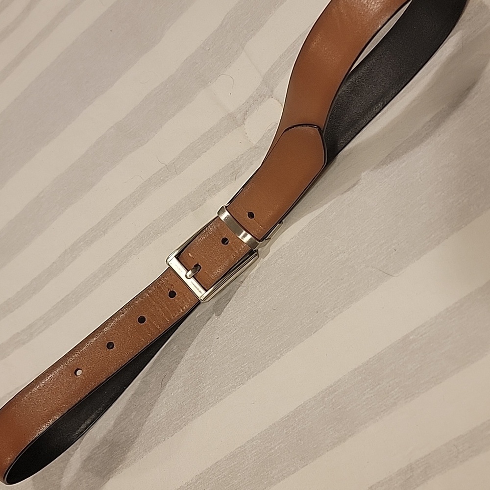 Men's Brown and Black Leather Belt Size 34/36